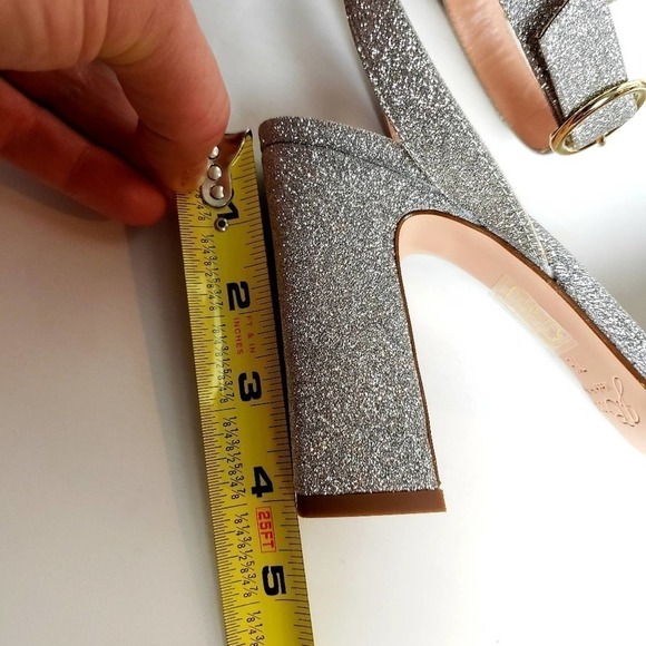 NEW! J CREW Harlow Silver Sparkle Embellished Heels Shoes 7.5. - Picture 7 of 8